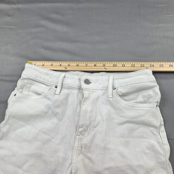 Levis 721 High Rise Skinny Ankle Denim Shorts White Distressed Fray Hem Size 28 - Picture 5 of 7